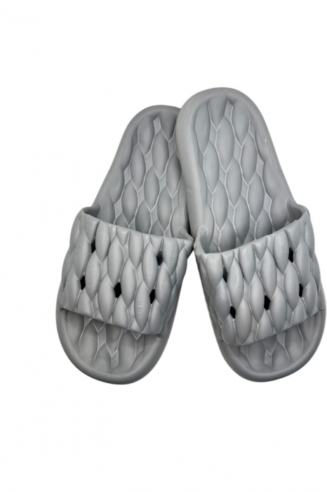 Papuci de plaja sau piscina pentru barbati, Tecos®, gri, marimea 40-41, 26 centimetri, usori, confortabili, aspect impletit [1]
