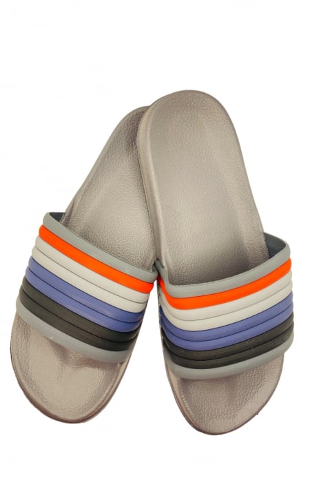 Papuci de plaja sau piscina pentru bărbați, Tecos, gri, mărimea 41, 27 centimetri, bareta multicoloră [1]