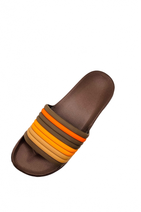 Papuci de plaja sau piscina pentru bărbați, Tecos, maro, mărimea 40, 26.5 centimetri, bareta multicoloră [4]