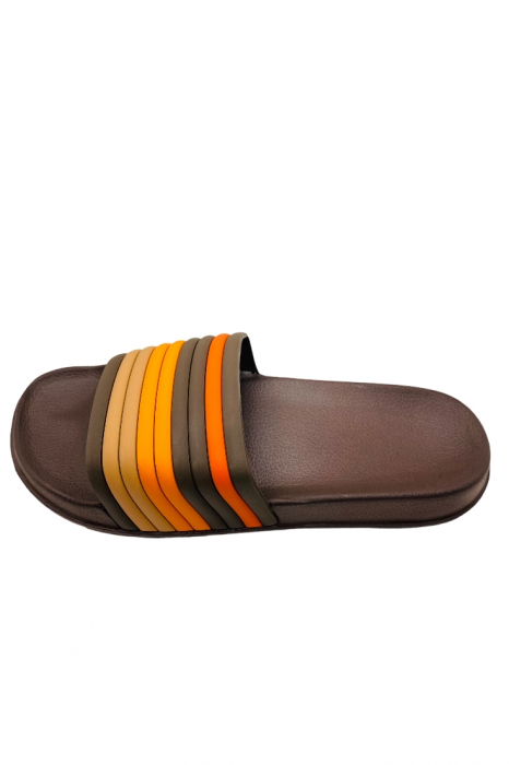 Papuci de plaja sau piscina pentru bărbați, Tecos, maro, mărimea 40, 26.5 centimetri, bareta multicoloră [2]