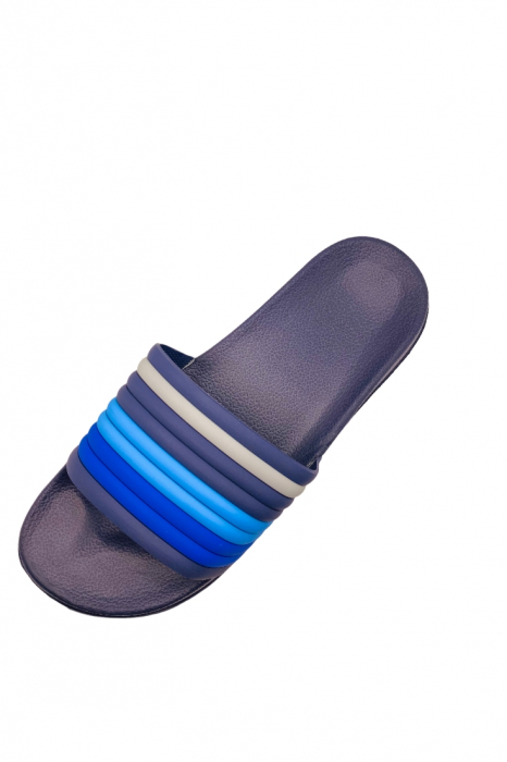 Papuci de plaja sau piscina pentru bărbați, Tecos, albastru, mărimea 40, 26.5 centimetri, bareta multicoloră [4]