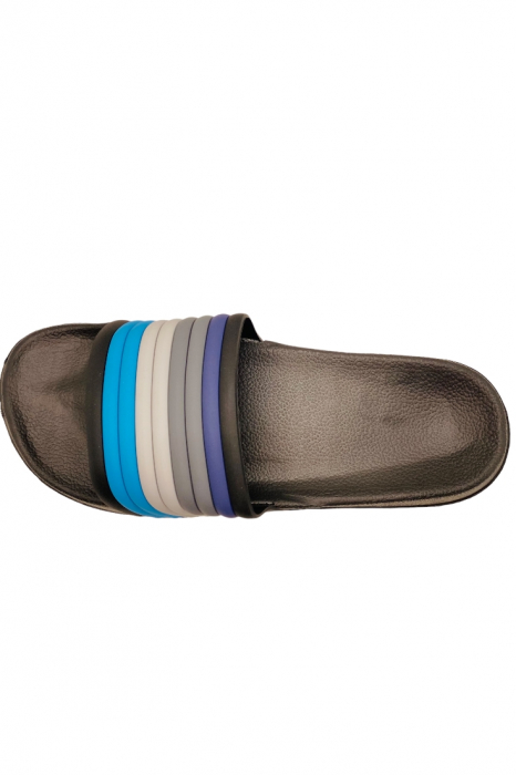 Papuci de plaja sau piscina pentru bărbați, Tecos, maro, mărimea 44, 28.5 centimetri, bareta negru/albastru [3]