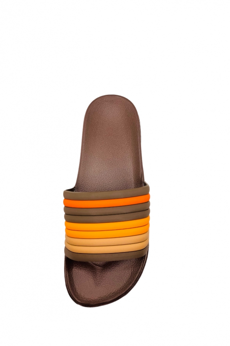 Papuci de plaja sau piscina pentru bărbați, Tecos, maro, mărimea 40, 26.5 centimetri, bareta multicoloră [5]