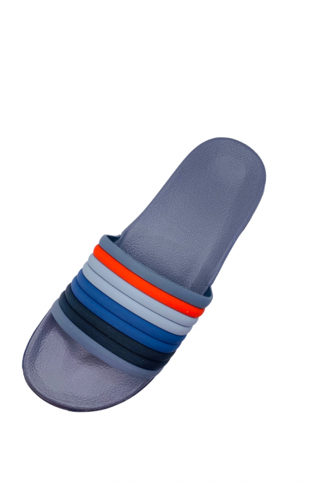 Papuci de plaja sau piscina pentru bărbați, Tecos, gri, mărimea 41, 27 centimetri, bareta multicoloră [4]