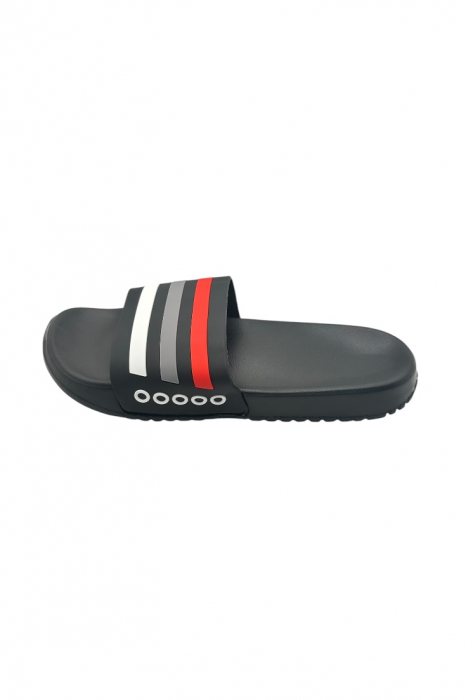 Papuci de plaja sau piscina pentru barbati, Tecos®, negru cu dungi, marimea 40, 25 centimetri,usori, confortabili, cu design modern [2]