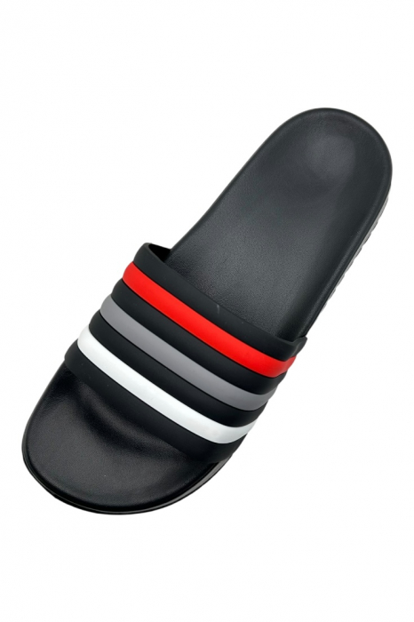 Papuci de plaja sau piscina pentru barbati, Tecos®, negru, marimea 40, 25 centimetri, usori, confortabili, cu design modern [3]