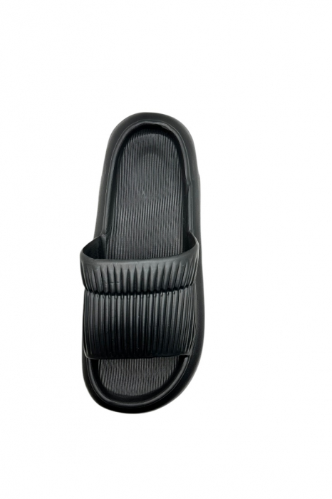 Papuci de plaja sau piscina pentru barbati, Tecos®, negru, marimea 40-41, 26 centimetri, foarte usori si confortabili, model cu striatii [6]