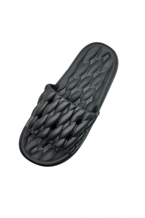 Papuci de plaja sau piscina pentru barbati, Tecos®, negru, marimea 40-41, 26 centimetri, usori, confortabili, aspect impletit [4]