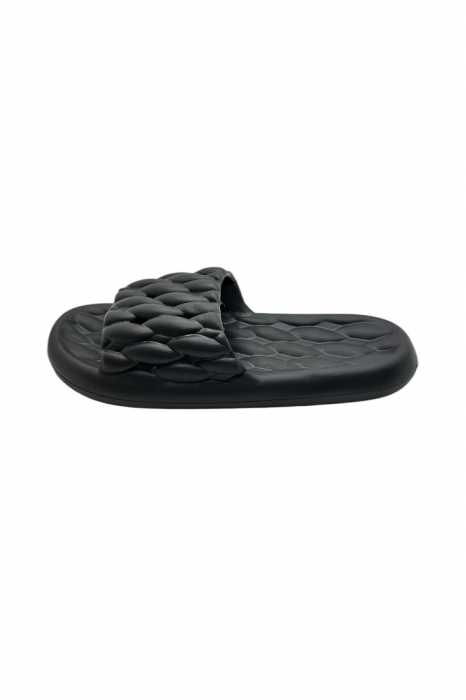 Papuci de plaja sau piscina pentru barbati, Tecos®, negru, marimea 40-41, 26 centimetri, usori, confortabili, aspect impletit [2]