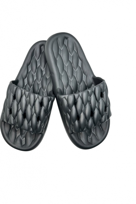 Papuci de plaja sau piscina pentru barbati, Tecos®, negru, marimea 40-41, 26 centimetri, usori, confortabili, aspect impletit [1]