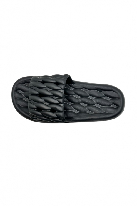 Papuci de plaja sau piscina pentru barbati, Tecos®, negru, marimea 40-41, 26 centimetri, usori, confortabili, aspect impletit [3]