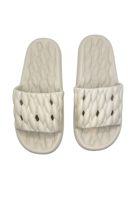 Papuci de plaja sau piscina pentru barbati, Tecos®, maro, marimea 40-41, 26 centimetri, usori, confortabili, aspect impletit [5]
