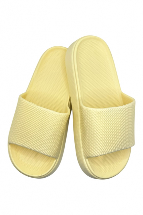 Papuci de plaja sau piscina pentru dama de tip Cloud Slides, Tecos®, marime 38-39, ultra usori, galben, 24.5 centimetri [1]