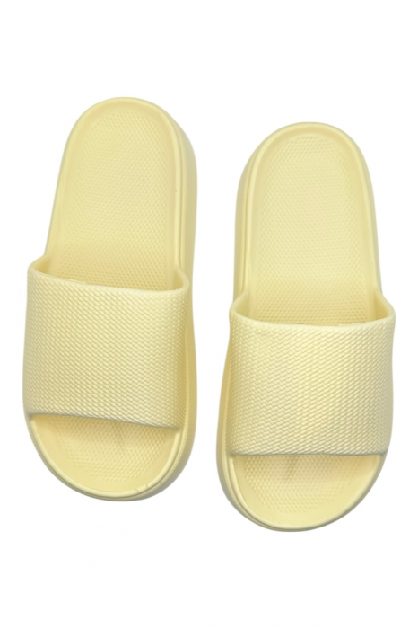 Papuci de plaja sau piscina pentru dama de tip Cloud Slides, Tecos®, marime 38-39, ultra usori, galben, 24.5 centimetri [5]