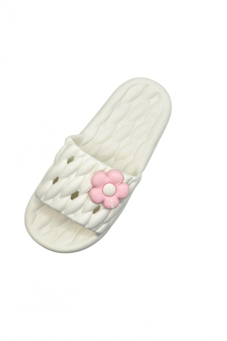 Papuci de plaja sau piscina pentru dama, Tecos®, marime 40-41, alb, 26 centimetri, ultra moi si usori, design modern, confortabili, aspect impletit [3]