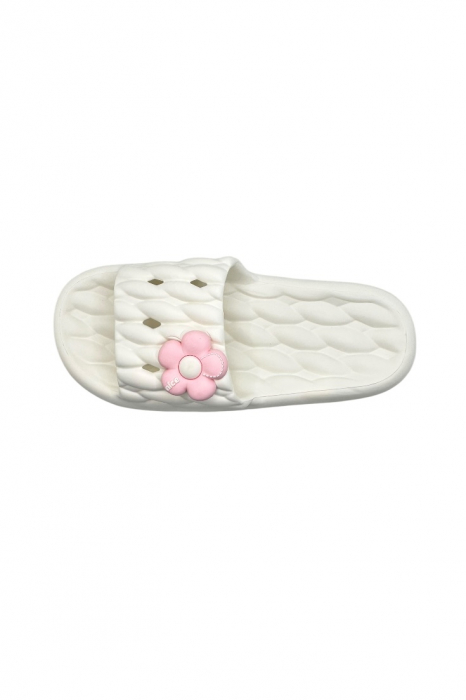 Papuci de plaja sau piscina pentru dama, Tecos®, marime 40-41, alb, 26 centimetri, ultra moi si usori, design modern, confortabili, aspect impletit [4]