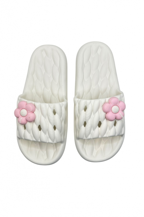 Papuci de plaja sau piscina pentru dama, Tecos®, marime 40-41, alb, 26 centimetri, ultra moi si usori, design modern, confortabili, aspect impletit [5]
