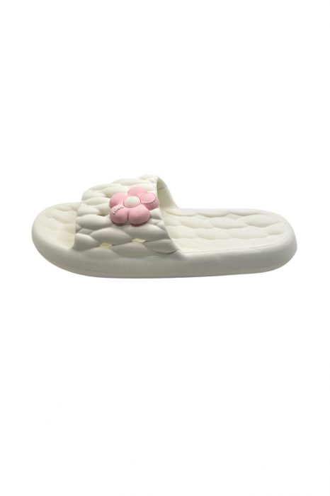 Papuci de plaja sau piscina pentru dama, Tecos®, marime 40-41, alb, 26 centimetri, ultra moi si usori, design modern, confortabili, aspect impletit [2]