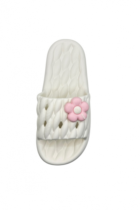 Papuci de plaja sau piscina pentru dama, Tecos®, marime 40-41, alb, 26 centimetri, ultra moi si usori, design modern, confortabili, aspect impletit [6]