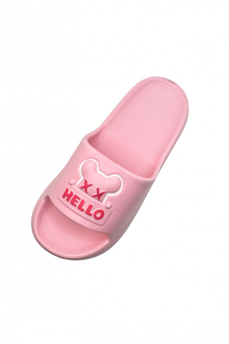 Papuci de plaja sau piscina pentru dama, Tecos®, marime 36-37, roz, 23 centimetri, ultra moi si usori, design modern, confortabili, imprimeu HAPPY FACE [5]
