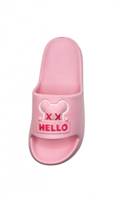Papuci de plaja sau piscina pentru dama, Tecos®, marime 36-37, roz, 23 centimetri, ultra moi si usori, design modern, confortabili, imprimeu HAPPY FACE [4]