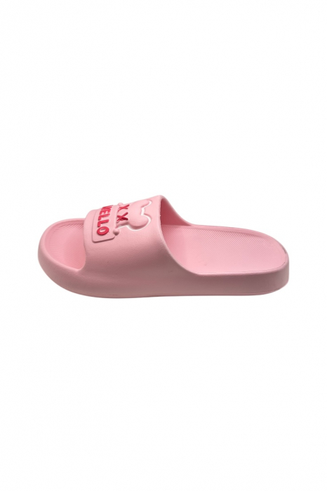 Papuci de plaja sau piscina pentru dama, Tecos®, marime 36-37, roz, 23 centimetri, ultra moi si usori, design modern, confortabili, imprimeu HAPPY FACE [2]