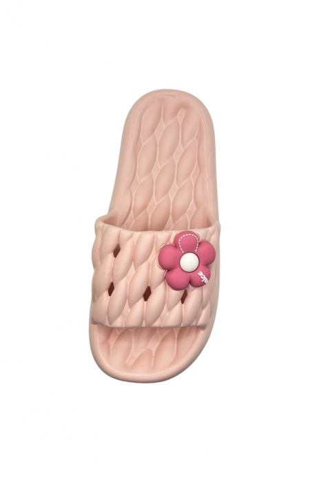 Papuci de plaja sau piscina pentru dama, Tecos®, marime 36-37, roz, 24 centimetri, ultra moi si usori, design modern, confortabili, aspect impletit [3]