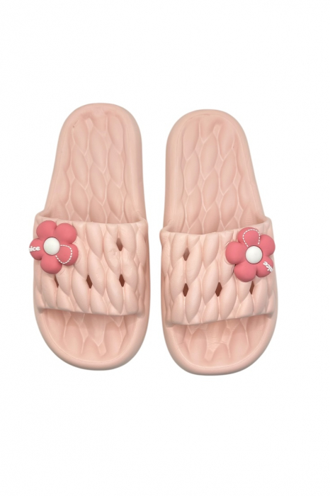 Papuci de plaja sau piscina pentru dama, Tecos®, marime 36-37, roz, 24 centimetri, ultra moi si usori, design modern, confortabili, aspect impletit [6]