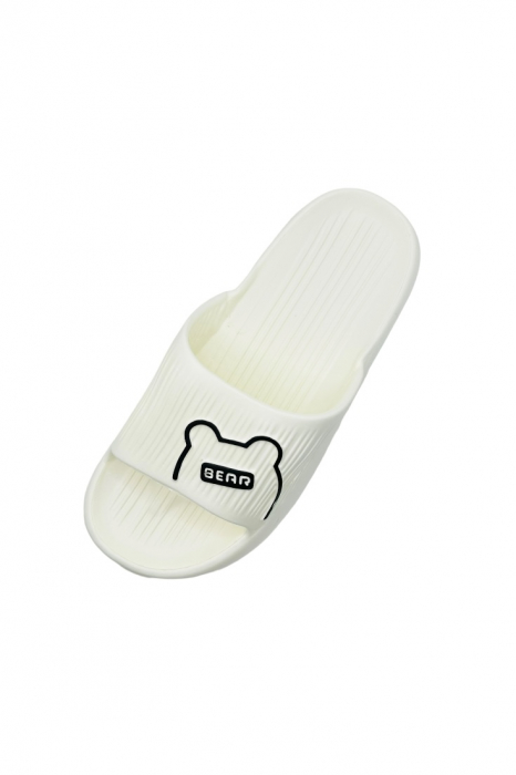 Papuci de plaja sau piscina pentru dama, Tecos, marime 36-37, ultra usori, imprimeu ursulet, alb, 23 centimetri [3]