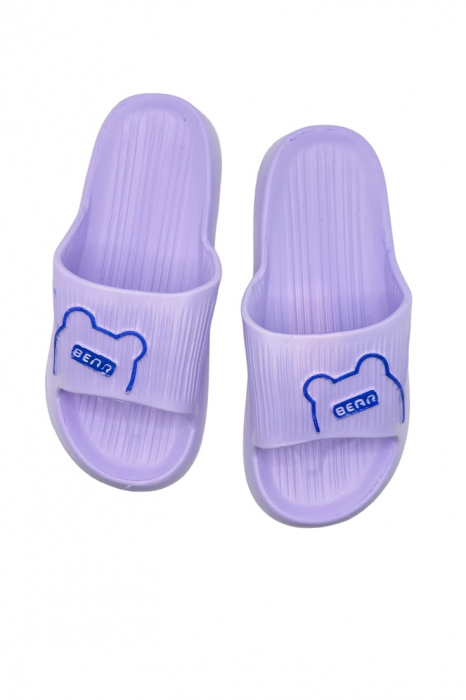 Papuci de plaja sau piscina pentru dama, Tecos, marime 36-37, ultra usori, imprimeu ursulet, mov, 23 centimetri [3]