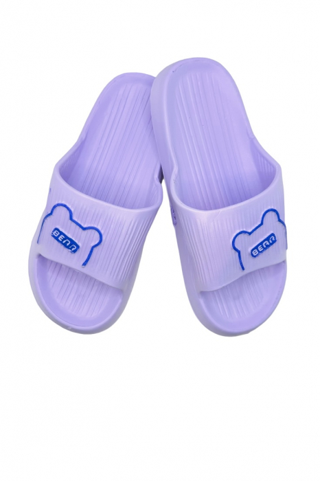 Papuci de plaja sau piscina pentru dama, Tecos, marime 36-37, ultra usori, imprimeu ursulet, mov, 23 centimetri [1]