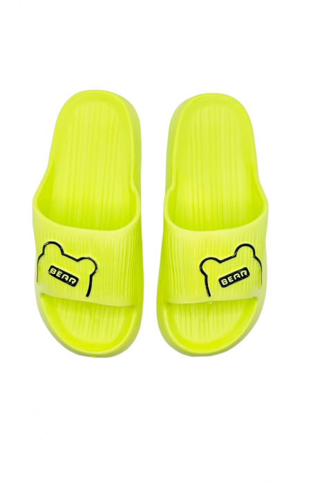 Papuci de plaja sau piscina pentru dama, Tecos, marime 36-37, ultra usori, imprimeu ursulet, verde, 23 centimetri [6]