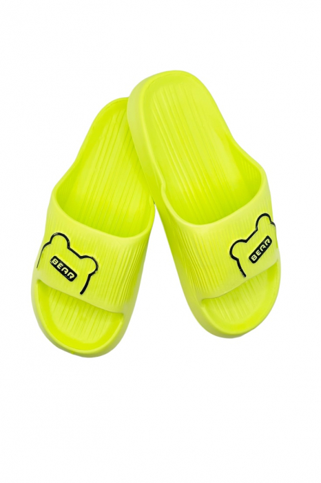 Papuci de plaja sau piscina pentru dama, Tecos, marime 36-37, ultra usori, imprimeu ursulet, verde, 23 centimetri [1]