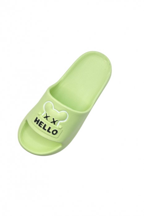 Papuci de plaja sau piscina pentru dama, Tecos®, marime 36-37, verde, 23 centimetri, ultra moi si usori, design modern, confortabili, imprimeu HAPPY FACE [3]