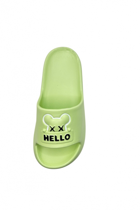 Papuci de plaja sau piscina pentru dama, Tecos®, marime 36-37, verde, 23 centimetri, ultra moi si usori, design modern, confortabili, imprimeu HAPPY FACE [5]