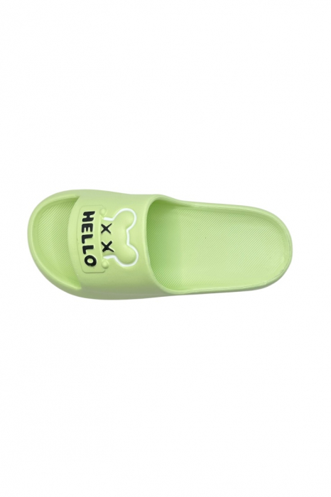 Papuci de plaja sau piscina pentru dama, Tecos®, marime 36-37, verde, 23 centimetri, ultra moi si usori, design modern, confortabili, imprimeu HAPPY FACE [6]