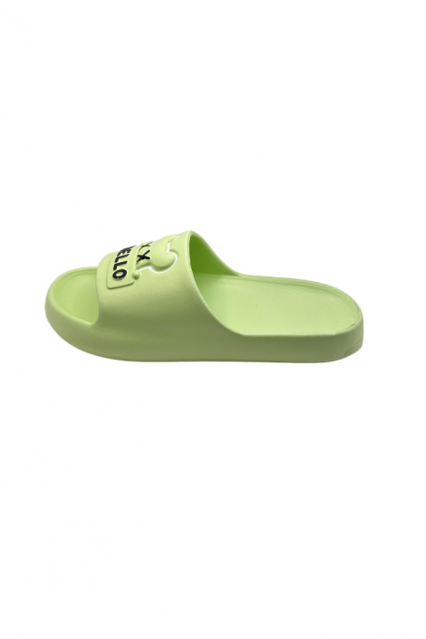 Papuci de plaja sau piscina pentru dama, Tecos®, marime 36-37, verde, 23 centimetri, ultra moi si usori, design modern, confortabili, imprimeu HAPPY FACE [2]