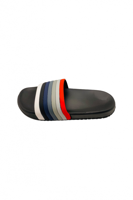 Papuci de plaja sau piscina pentru bărbați, negri, marimea 40, 25 centimetri, bareta multicoloră [3]