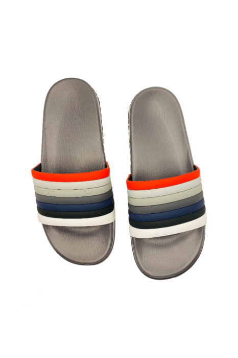 Papuci de plaja sau piscina pentru bărbați, gri, marimea 40, 25 centimetri, bareta multicoloră [5]