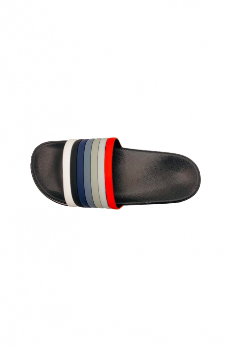 Papuci de plaja sau piscina pentru bărbați, negri, marimea 40, 25 centimetri, bareta multicoloră [2]