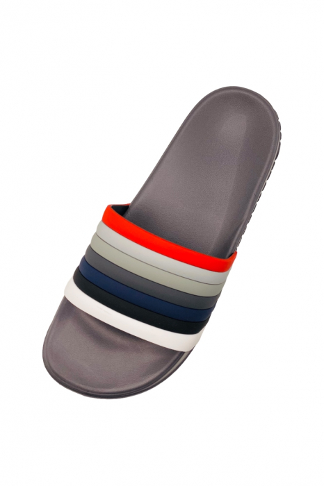 Papuci de plaja sau piscina pentru bărbați, gri, marimea 40, 25 centimetri, bareta multicoloră [4]