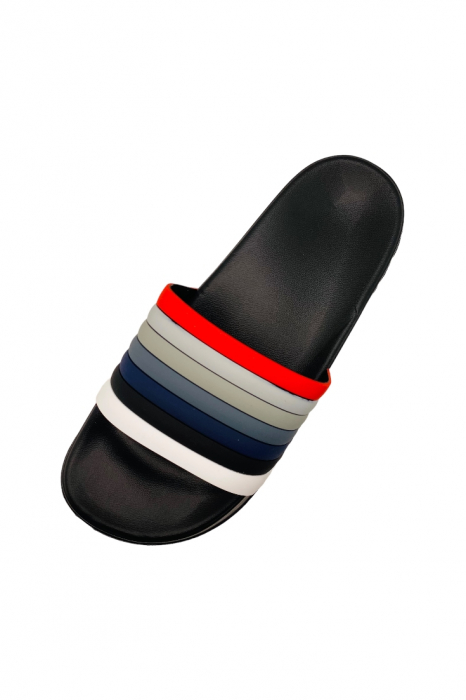 Papuci de plaja sau piscina pentru bărbați, negri, marimea 40, 25 centimetri, bareta multicoloră [4]