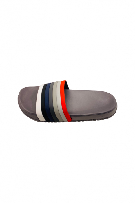Papuci de plaja sau piscina pentru bărbați, gri, marimea 40, 25 centimetri, bareta multicoloră [2]