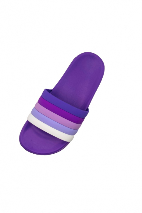 Papuci de plaja sau piscina, Tecos, mov, marime 40, 25 centimetri, bareta in culori curcubeu [4]
