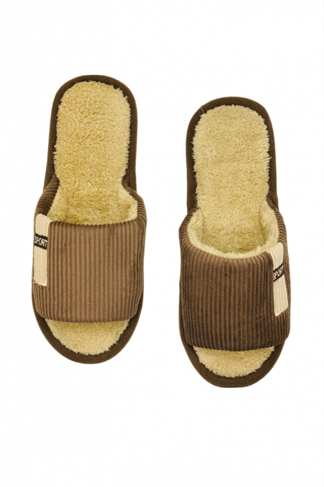 Papuci decupati pentru barbati, TECOS, marime 42-43, maro, caldurosi, 28 centimetri [4]