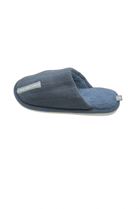 Papuci imblaniti de casa pentru barbati, Tecos®, marime 44-45, albastru, talpa foarte comoda, caldurosi, 29 centimetri [2]
