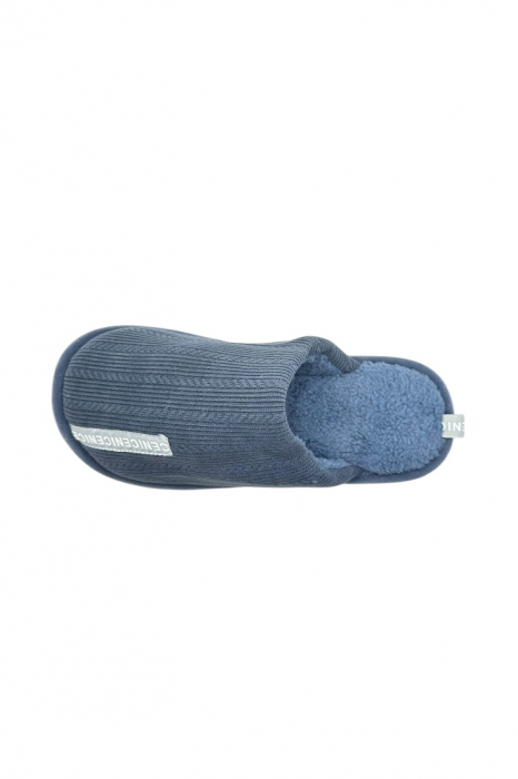 Papuci imblaniti de casa pentru barbati, Tecos®, marime 44-45, albastru, talpa foarte comoda, caldurosi, 29 centimetri [3]