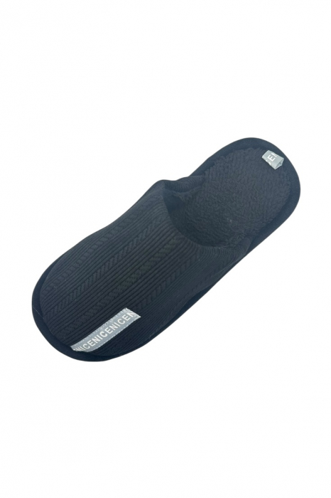 Papuci imblaniti de casa pentru barbati, Tecos®, marime 40-41, negru, talpa foarte comoda, caldurosi, 27 centimetri [2]