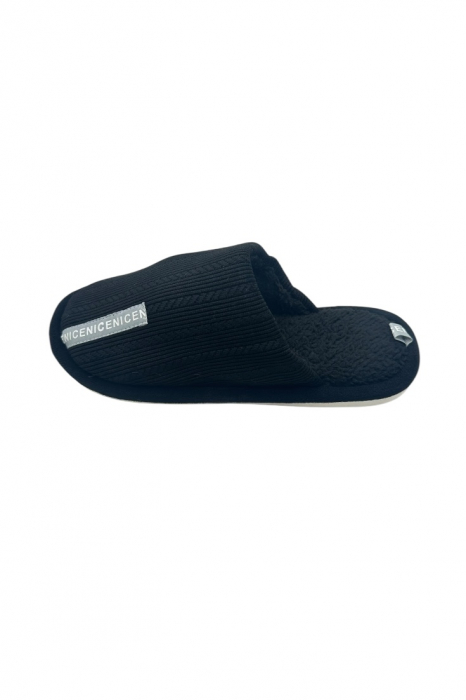 Papuci imblaniti de casa pentru barbati, Tecos®, marime 40-41, negru, talpa foarte comoda, caldurosi, 27 centimetri [3]