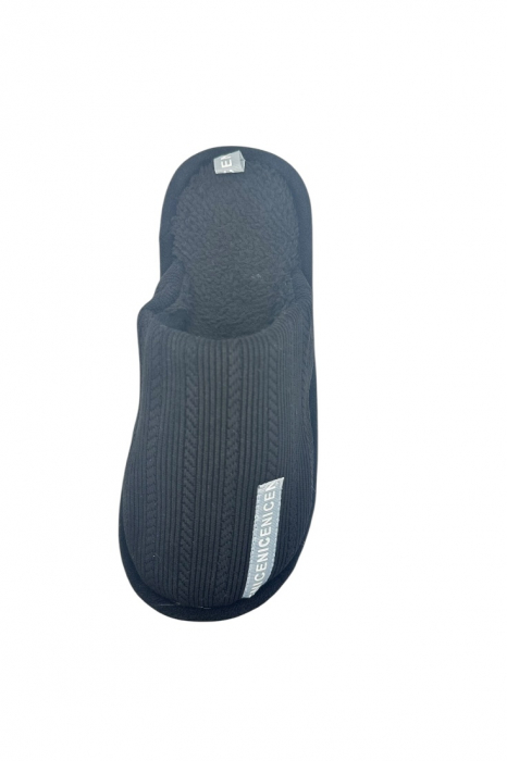 Papuci imblaniti de casa pentru barbati, Tecos®, marime 40-41, negru, talpa foarte comoda, caldurosi, 27 centimetri [6]